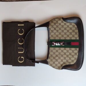 Gucci GG Monogram Web Jackie Hobo Y2K Vintage Shoulder Bag 14x12.5x1.5"